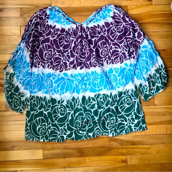 BCBG floral Cotton , long sleeve.boho swim cover up. - Picture 1 of 6